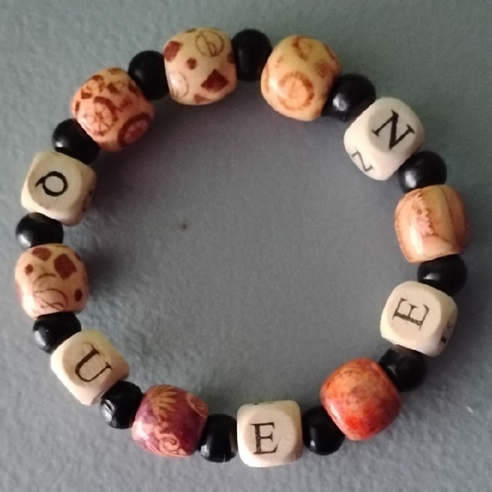 Artistic Beaded Bracelet with Lettered Beads